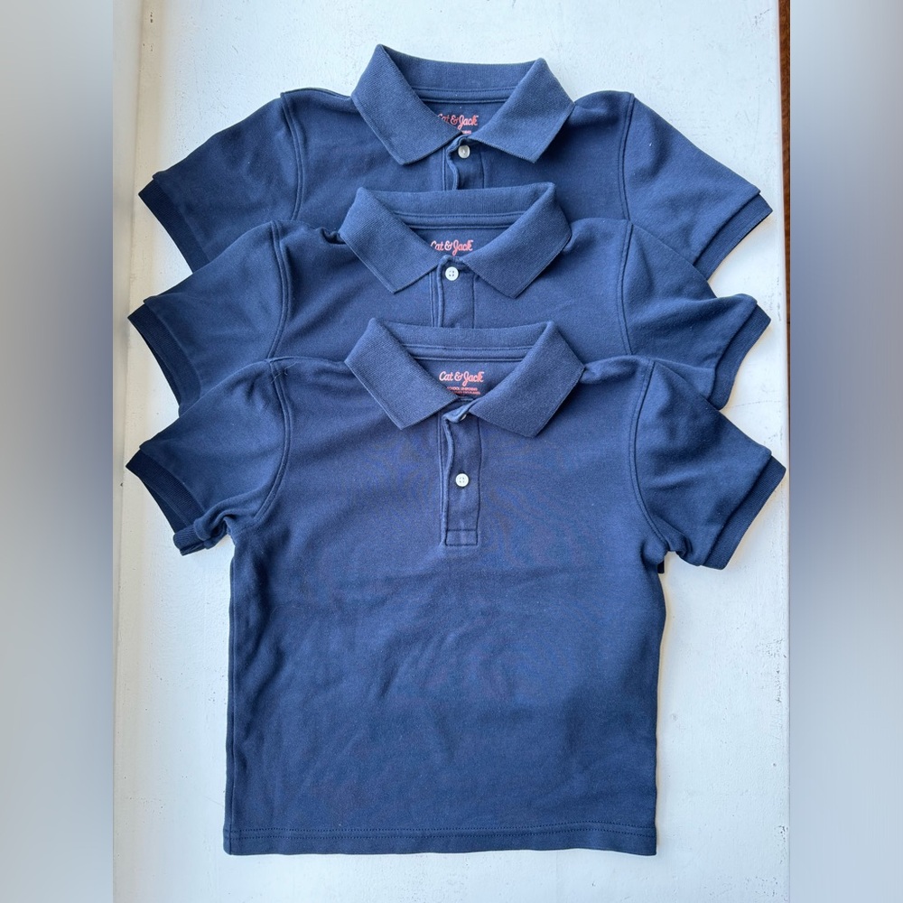Cat & Jack Navy Blue Short Sleeve Polo Shirt - 3 Pack